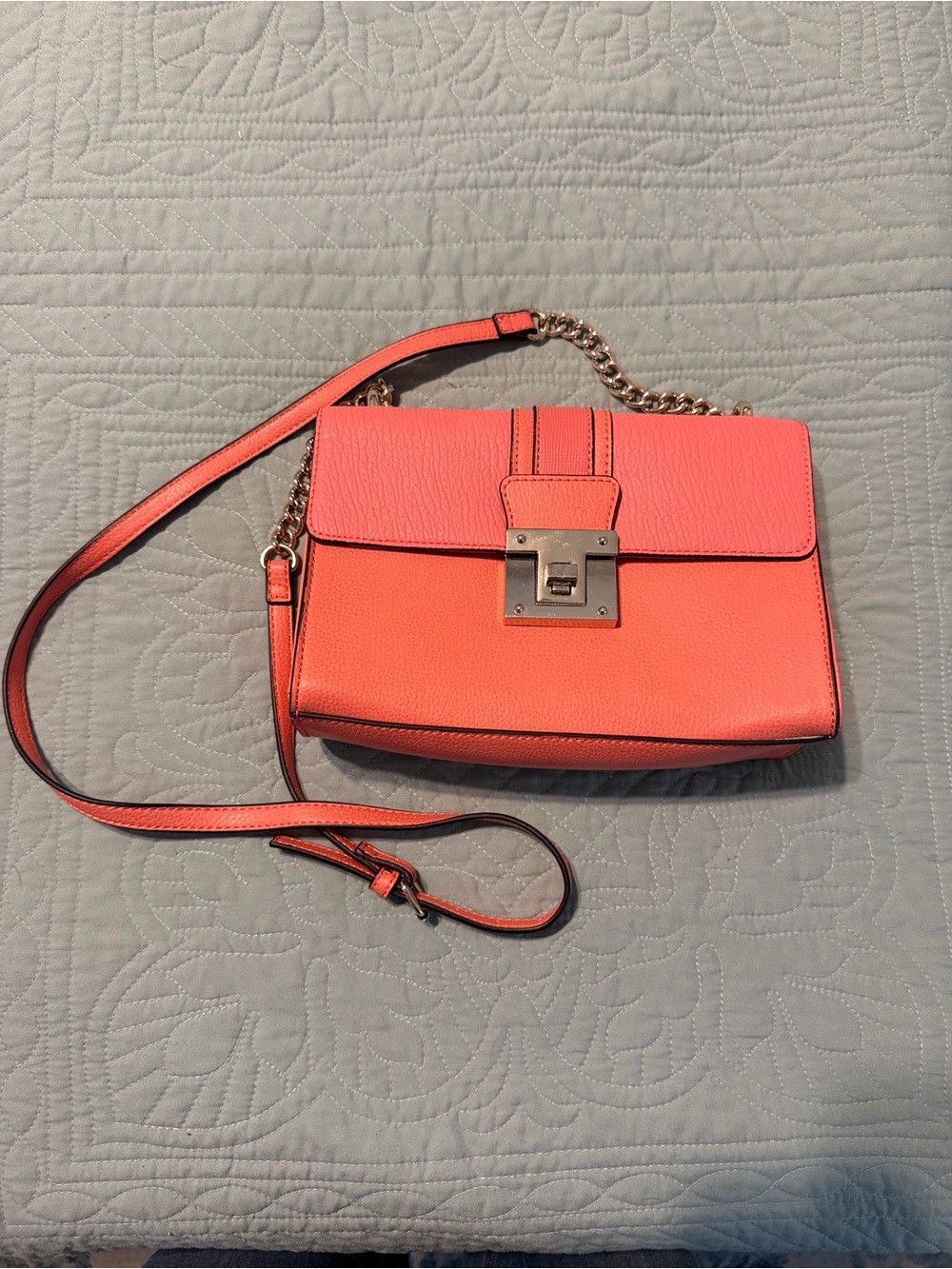 Apt. 9 Coral Pink Leather Chain Crossbody Bag